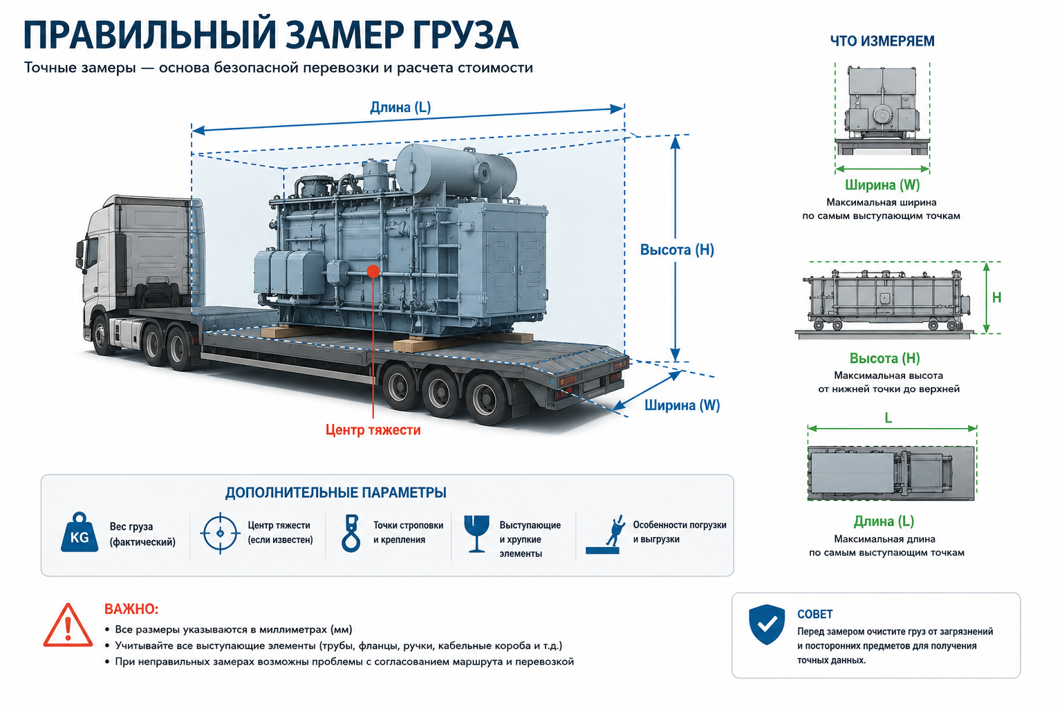Правильный замер груза