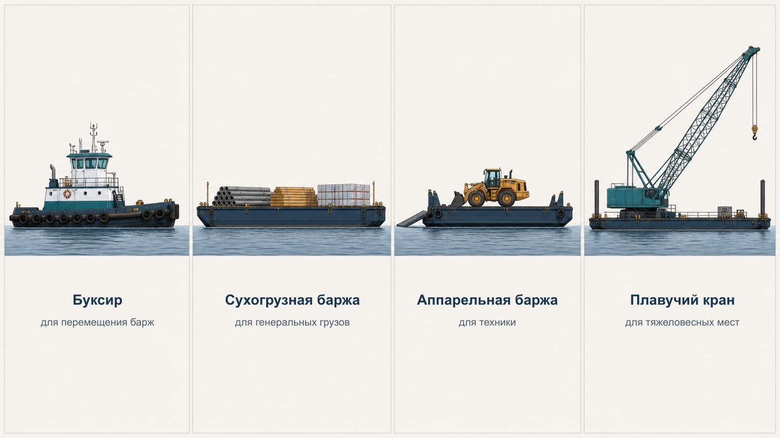 Типы речного флота для грузоперевозок по Иртышу